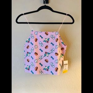 Simpsons Krusty Pink Crop Top Sz L